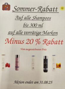 Angebot Sommer Rabatt Shampoos Minus 20 %